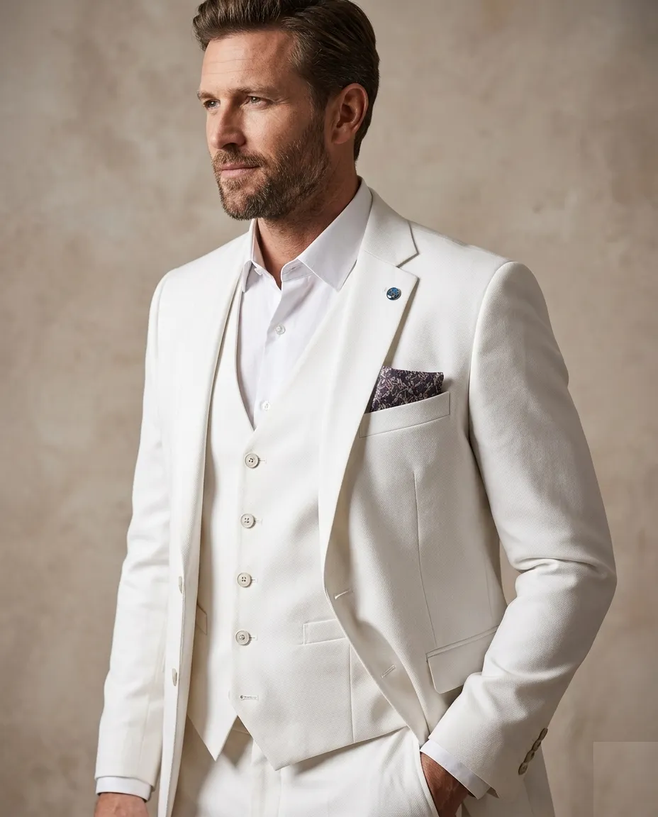 Green Flora Classic Plain 3 Piece Men's Suit